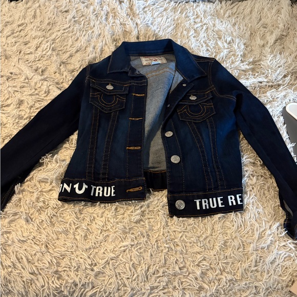 True Religion Black Jean Jacket Modern Cropped Style - Picture 1 of 3